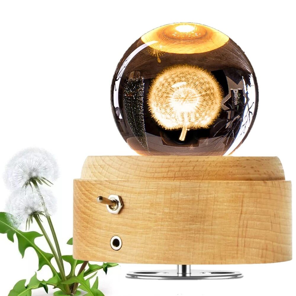 5340 3D Crystal Ball Music Box,Luminous Rotating Musical Box